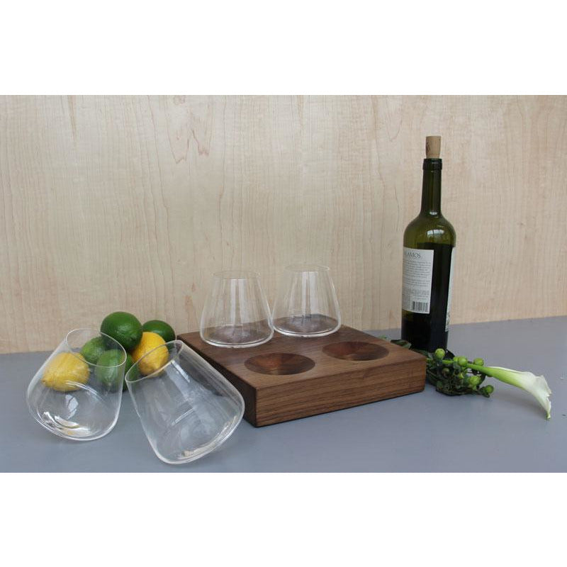 Swoon Live Edge Walnut Set - with 4 Wine Glasses (12 oz