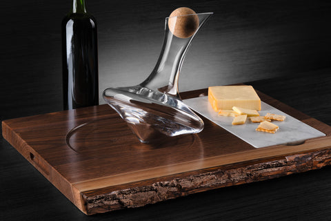 J.R Marble Live Edge Walnut Stand with Marble Charcuterie Board