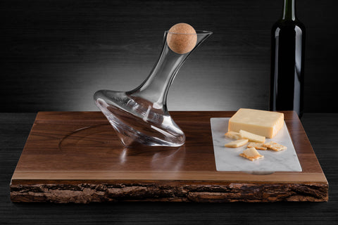 J.R Marble Live Edge Walnut Stand with Marble Charcuterie Board